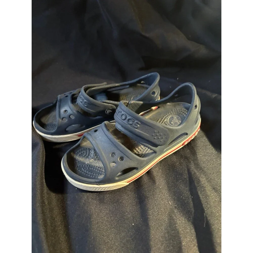 Crocs boys size 12 navy blue sandals shoes